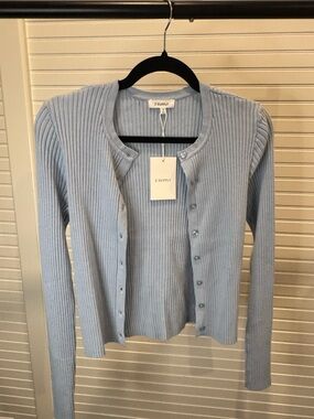 Z Supply Coast Light Blue Ribbed Cardigan Tag